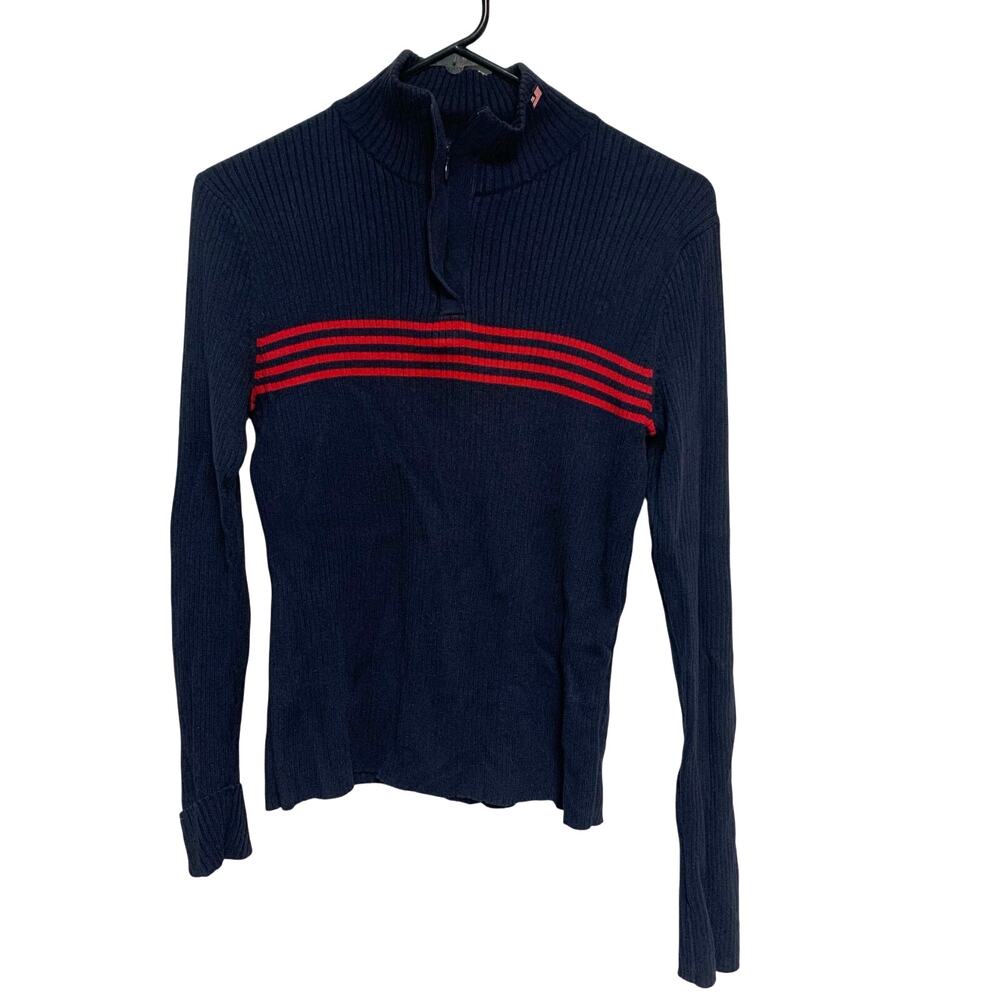 Polo Jeans Co. Ralph Lauren Y2K Navy Cotton Long Sleeve Quarter Zip Size Large